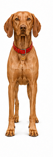 Csilla the Hungarian Vizsla in her approved front model-sheet pose